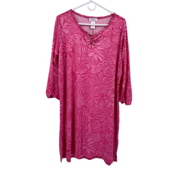 Stella Parker Other - Stella Parker swim dress cover up size large pink LS SPF50 cruise beach NWT